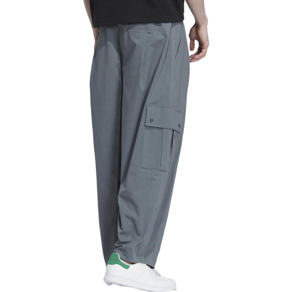 Adidas×CHARR FW22 Pure Color Flip-Cuff Pocket Detail Loose Knit Sports Pants Unisex Bottoms Blue HR3479