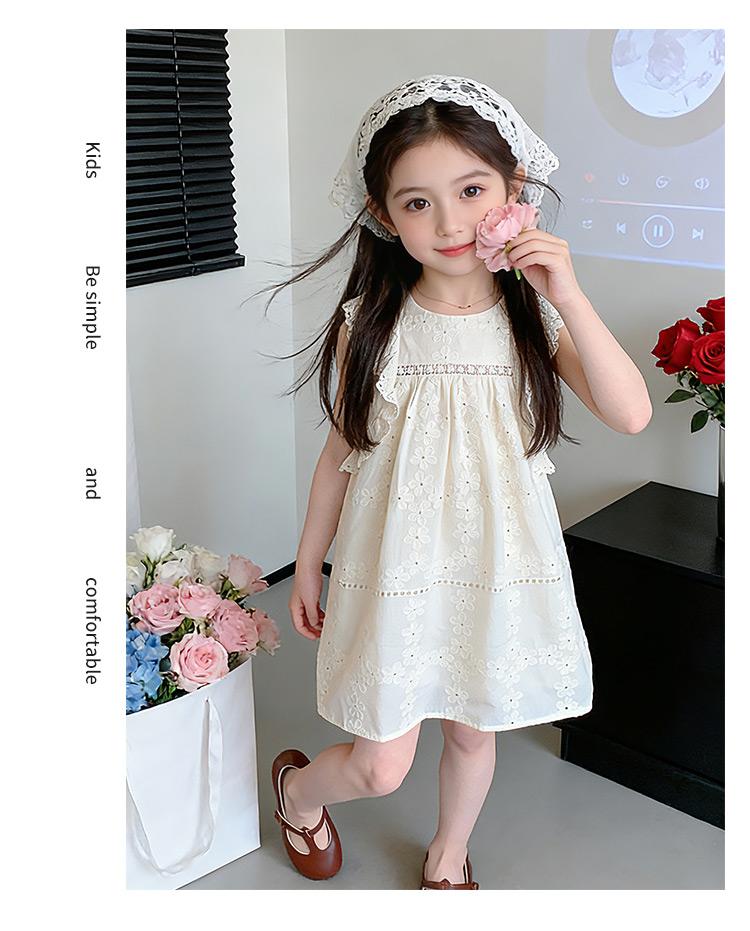 Girls' Summer 2026 New Children's Flying Sleeve Princess Skirt Thin Cotton Elegant Baby Summer Dress