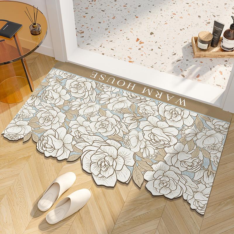 Small Fresh Flowers Diatom Mud Mat Home Bathroom Cute Flower Non-slip Mat Bathroom Absorbent Quick Drying Mat