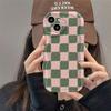 Fashion Pink Green Grid Printed Wavy Phone Case For iPhone 11 12 13 14 15 16 17 Pro Max XS Max XR X 16E 17Air Soft Back Cover