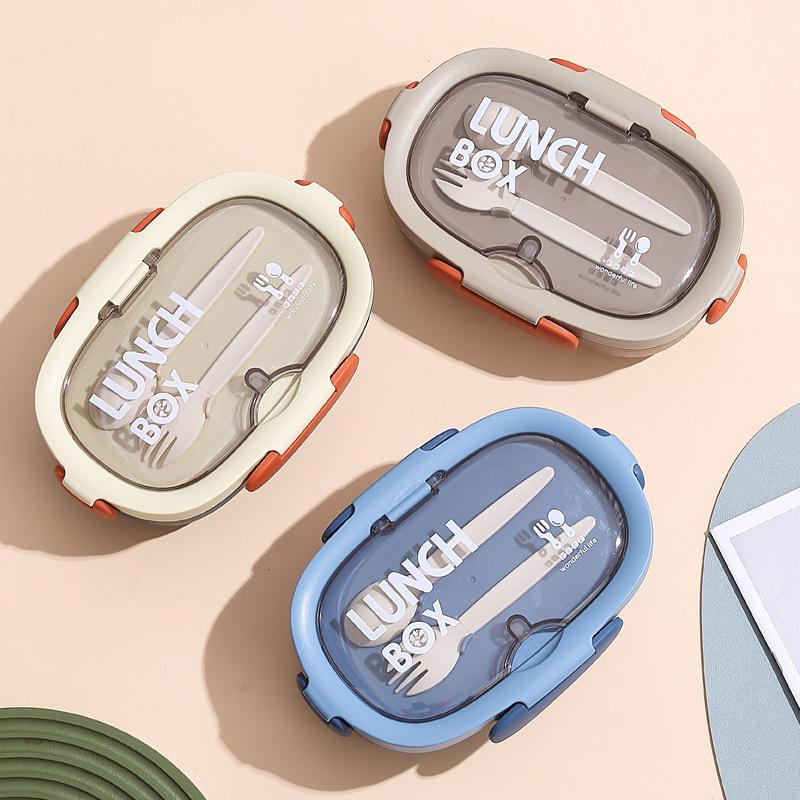 Set Cutie Bento Retro & Sticlă de Apă: Cutie de prânz sigilată și potrivită pentru microunde pentru studenți și angajați de birou