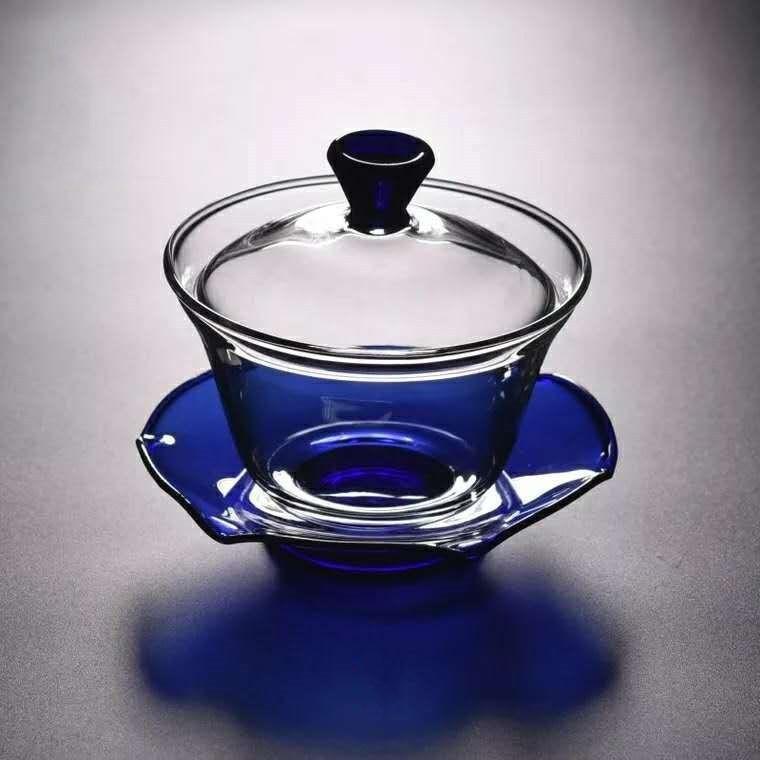 Chinese Glass Teacup Cover Bowl Transparent Heat-resistant Cover Bowl Kung Fu Tea Cup with Lid Travel Teaware Household Gift