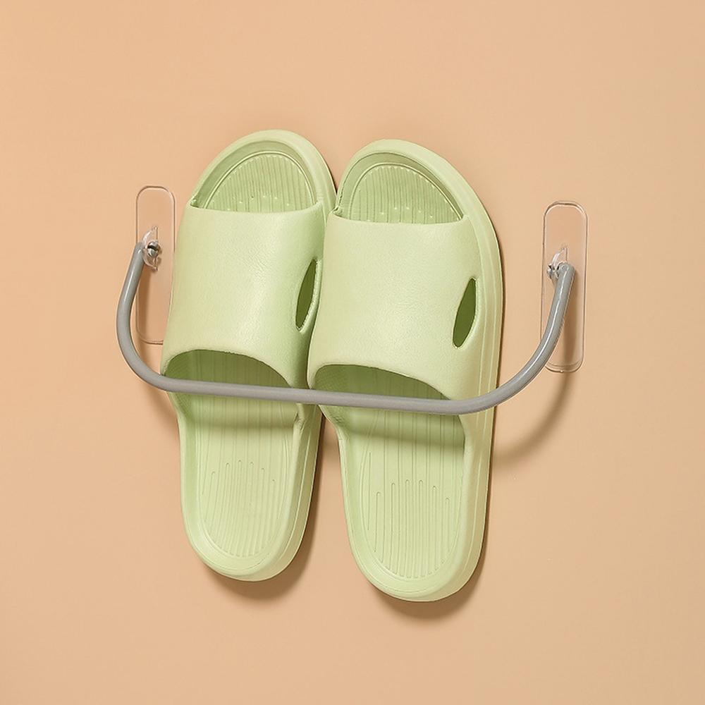 Простые полки для обуви, настенный подвесной держатель для ванной комнаты без перфорации, тапочки, стеллаж для хранения, бытовой органайзер для обуви серый