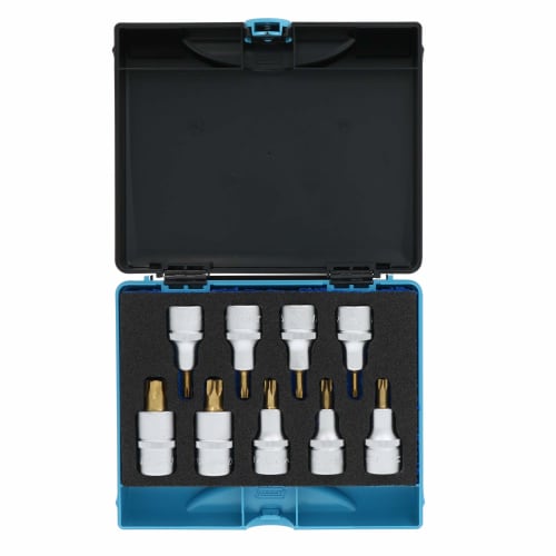 HAZET 992/9 Torx Socket Set, TiN Coated, 1/2-inch, T20-T60, 9-Piece Set, Wear-Resistant and Rust-Resistant, with SmartCase, Professional Grade, Made i