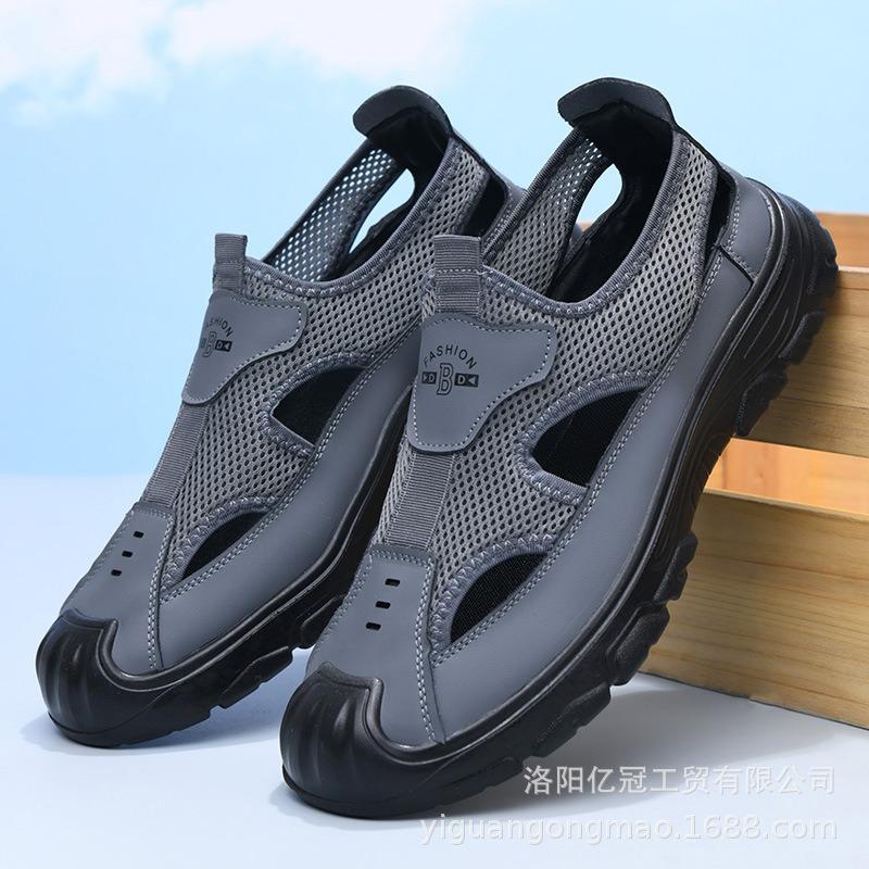 

Забродные ботинки мужские летние дышащие мужские туфли сетчатые полые дырки домашние сандалии для улицы повседневные мужские пляжные туфли с сумкой 44 серый