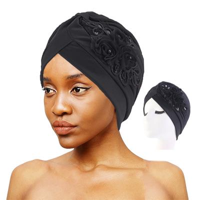 Women Hat Good Stretch Wind-proof Tear-resistant Anti-shrink Brimless Warm Sequin Trim Flower