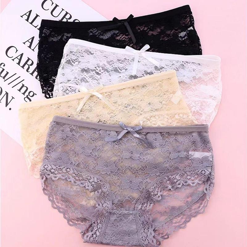 4 SZT Damska Seksowna Bielizna Koronkowe Oddychające Majtki Oddychające Koronkowe Wykończenie Siateczkowe Majtki