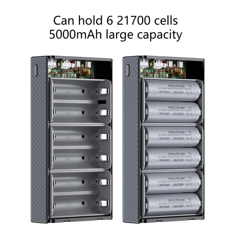 DIY Battery Pack Case With PD100 Fast Charging Capability For 6pc 21700 Battery Holder Enhances Power Supply Outer Shell