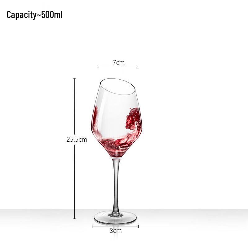 Slanted Burgundy Red Wine Glass Set