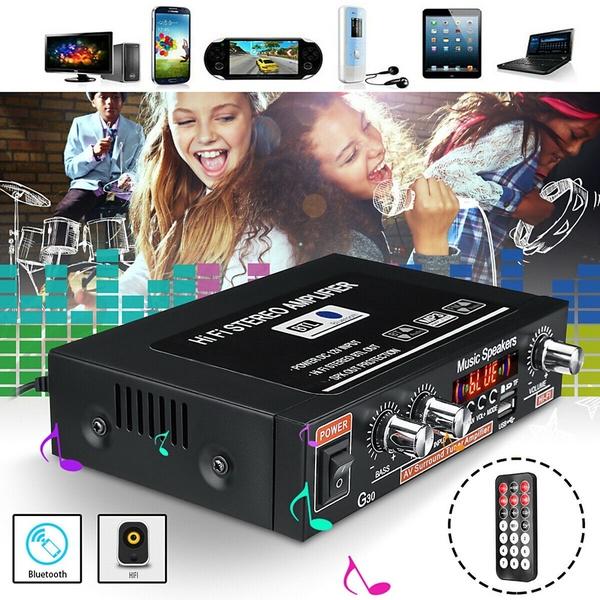 Auto & Zuhause 220 V/110 V 12 V 800 W Bluetooth 4.0 Hochleistungs-2-Kanal-TF/U-Disk/Fernbedienung/Leistungsverstärker FM-Radio Auto-Leistungsverstärker