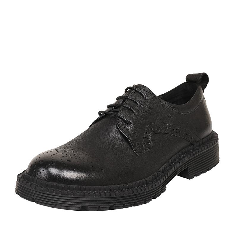 Erste Schicht Rindsleder Werkzeugschuhe Herren Retro Britische Freizeitschuhe Brock Geschnitzt Großer Kopf Lederschuhe Low Top Martin Schuhe Tide