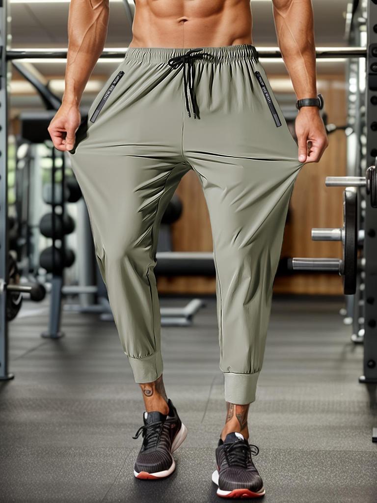 Men's European Size Summer Ice Silk Nylon Quick-Dry Breathable Elastic Pants