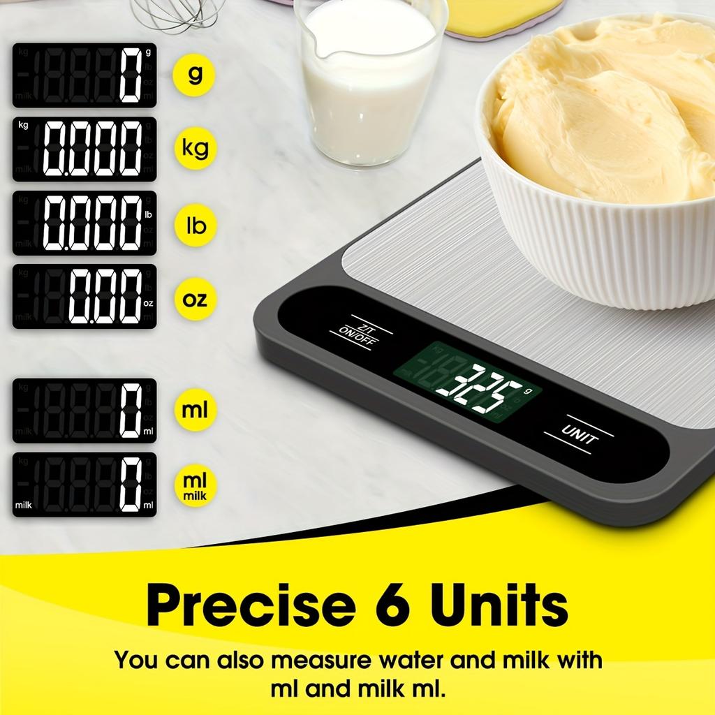 1pc, Food Scale Black, 22lb/10kg Digital Kitchen Scale Grams And Oz For Baking Cooking And Weight Loss, 1g/0.04oz Precise Graduation