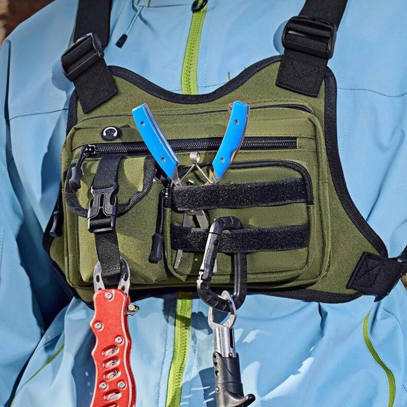 Men's Tactical Chest Pack Outdoor Sports Cycling Vest Multifunctional Front Backpack for Hiking Running