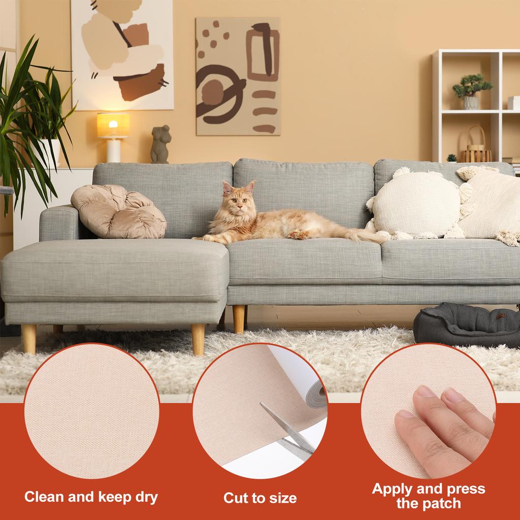 Leinen Reparaturband Reparatur Stoffflicken Selbstklebend Couchflicken Linien Reparaturflicken für Möbel Sofa Autositze 70x4,4 Zoll