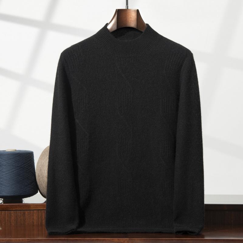 2025 high-end 100 cashmere shirt semi-turtleneck loose thickened inner sweater