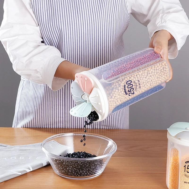 Kuchyňský uzavřený úložný box Zásobník na cereálie Zásobník na potraviny Rotační kelímky na suché potraviny Zásobník Pouzdro na mouku Organizér na obiloviny