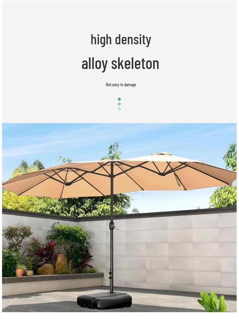 Park Double-Head Sunshade: Large Outdoor Patio, Beach & Street Umbrella with Three-Head Design for Balcony & Terrace