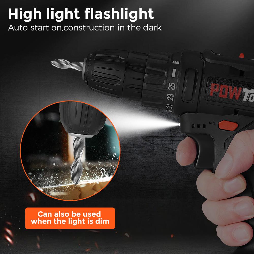 Electric Screwdrivers POWTOOLS - 21V - 1 Batteries Lithium + 28 Accessoires + Chargeur