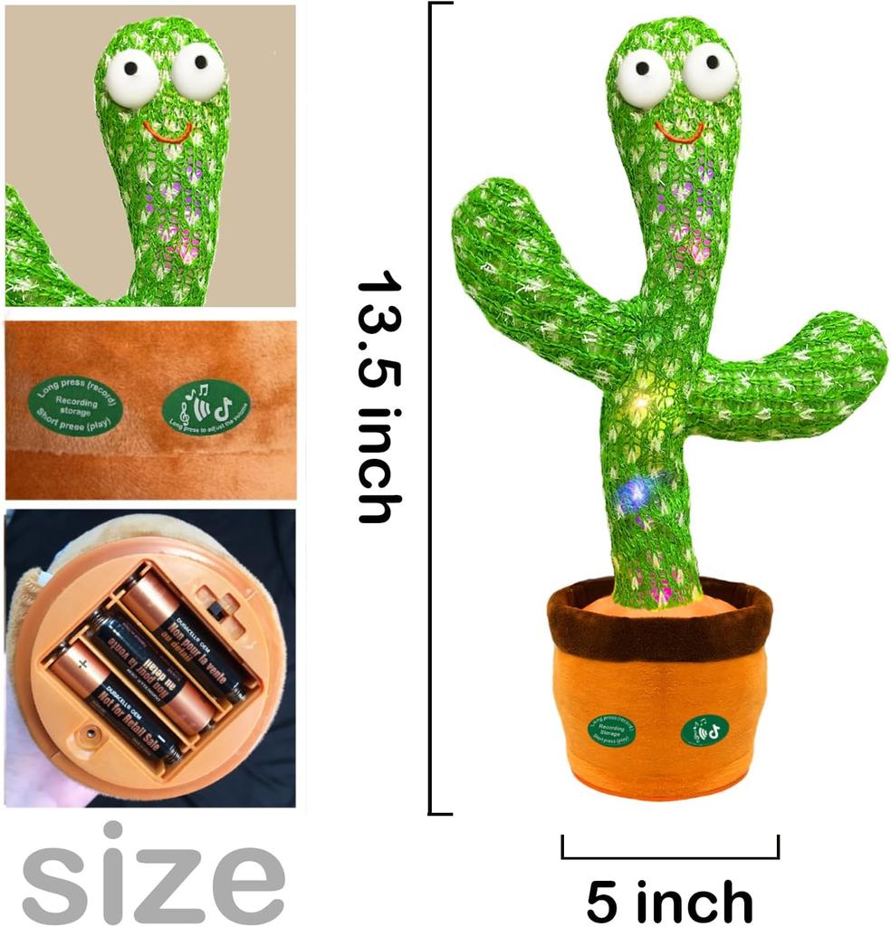Christmas Dancing Talking Cactus Toy Mimics Back, Cactus Baby Toy Singing Mimicking Repeating Recording Cactus Toy, Silly Sunny The Cactus