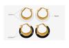 Gold-Plated Geometric Hoop Earrings: Black & White Oil Drip, European Retro Style for Women