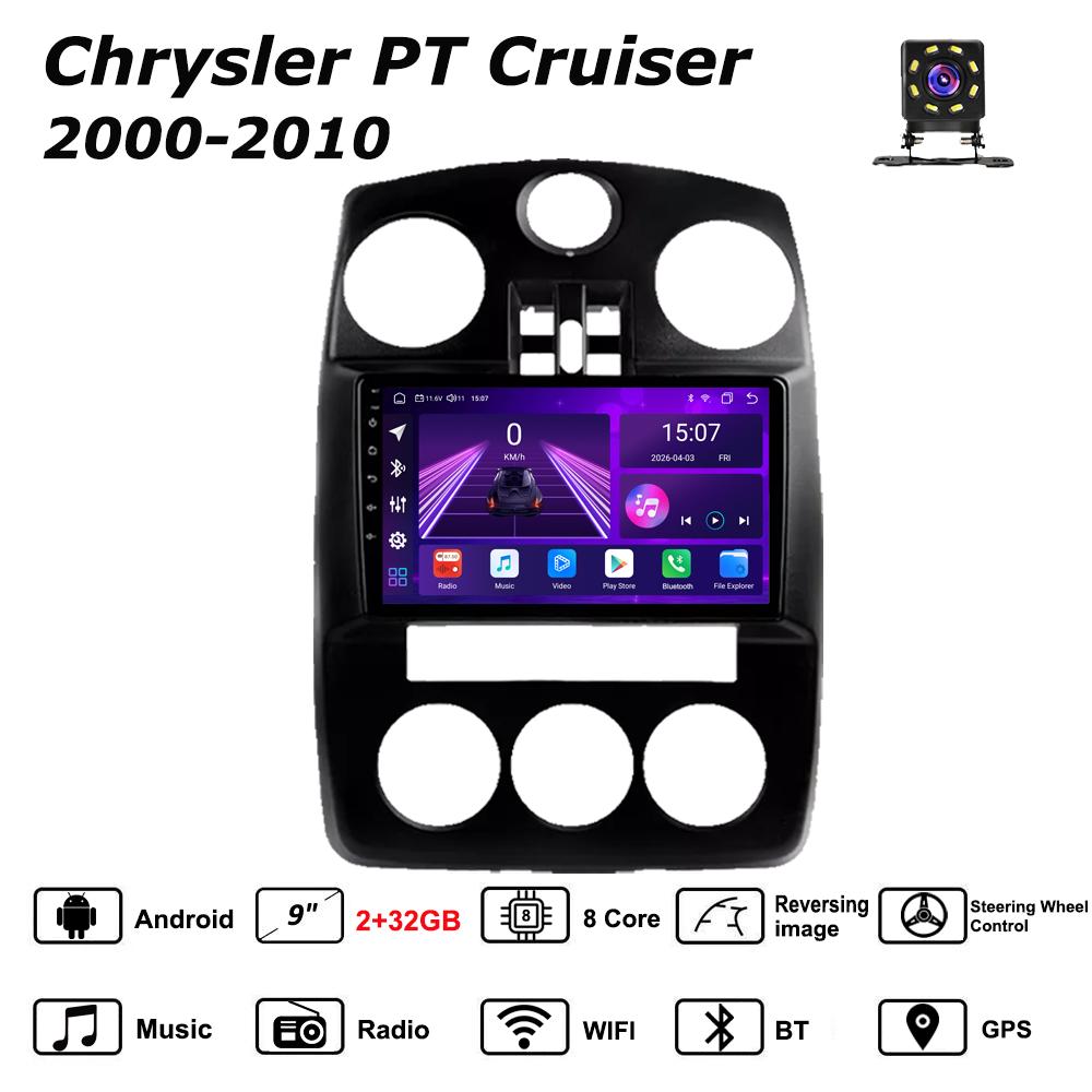 

Автомобильная магнитола Android Car-Play для Chrysler PT Cruiser 2000-2010 Мультимедийный проигрыватель Головное устройство Стерео Навигация GPS BT WIFI, 8 ЯДЕР ,2+32 ГБ чёрный