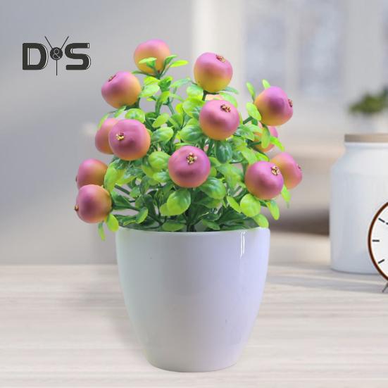 Künstliche Topfpflanzen, realistischer gefälschter Mini-Obstbaum, Tischdekoration für Zuhause und Büro, Grünpflanzen aus Kunststoff im Topf, Bonsai, Dekoration für drinnen und draußen