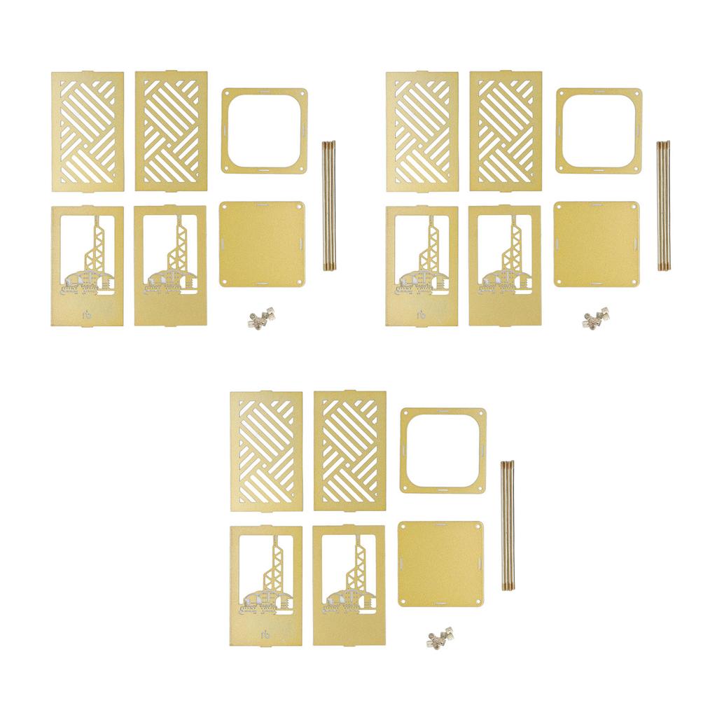 3set Pen Holder Golden Appearance Electroplating Quadrate Educational DIY Assembly Office Pen