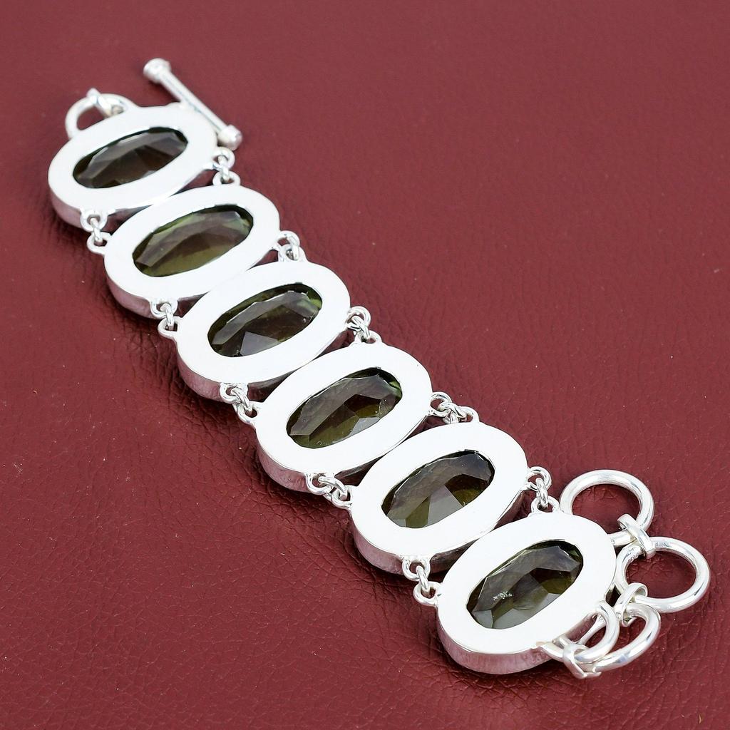 Faceted green amethyst bracelet 925 sterling silver bracelet adjustable chain bracelet real gemstone bracelet handmade jewelry gifts for him