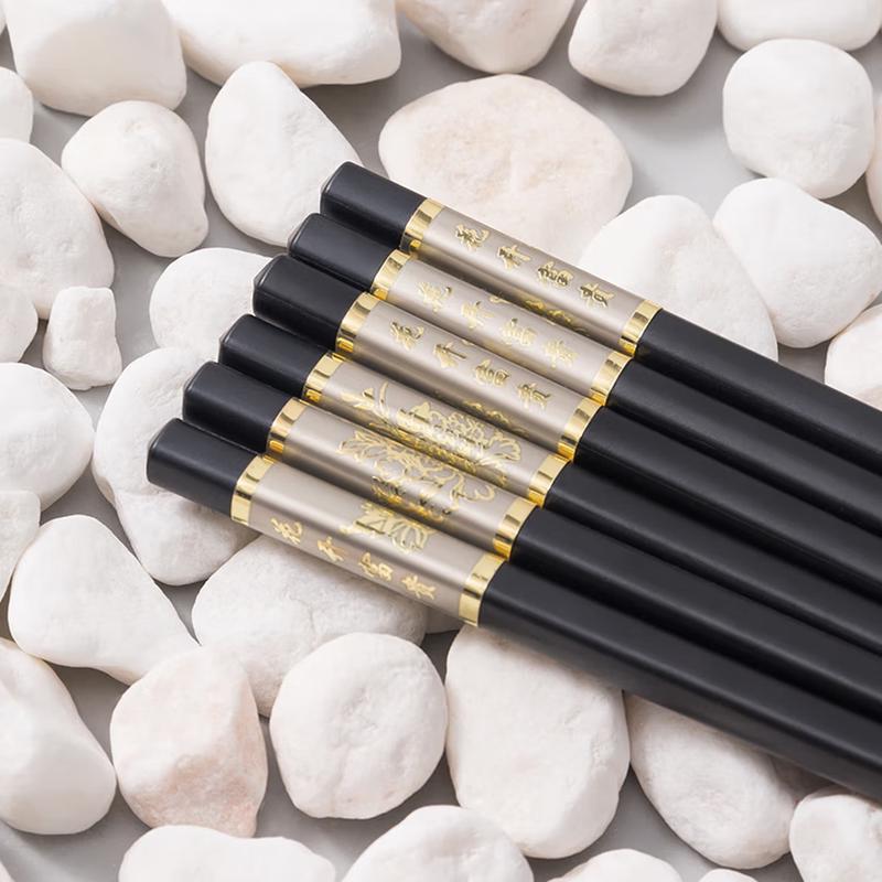 Elegant Chinese Alloy Chopsticks - Non-Slip, High-Temperature, 10 Pairs