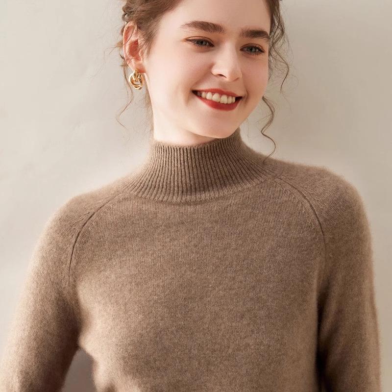 High Neck Cashmere Wool Raglan Sleeve Loose Sweater, 2025 Autumn/Winter Collection