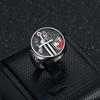 Hip Hop Fashion Men's Soldier Cross Round Ring Templar Letter Carving Ring Punk Seal Jewelry for Men Party Gifts Jewelry