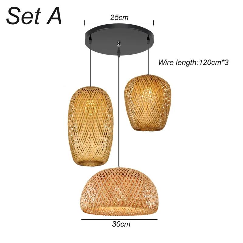 Retro Hand Woven Bamboo Chandelier Chinese Style Droplight Hotel Bedroom Living Room Art Decor Hanging Lamp Indoor Pendant Light