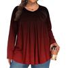 Women's Plus Size Fashion  Printed Casual Pleated Round Neck Long Sleeve Top