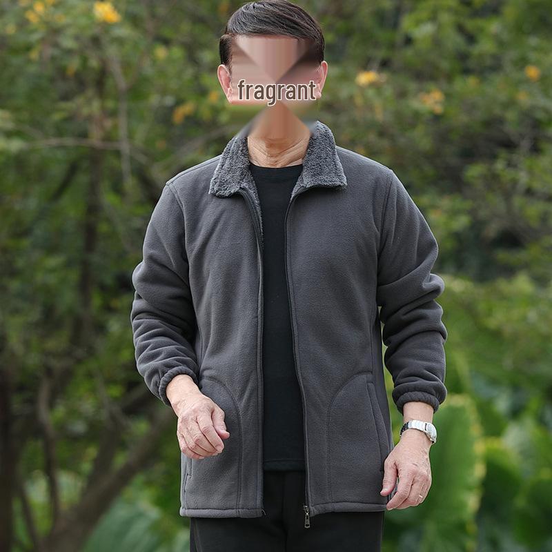 Men’s Winter Fleece Outerwear: Plus Velvet Sweatshirts for Middle-Aged and Elderly Dads and Grandpas