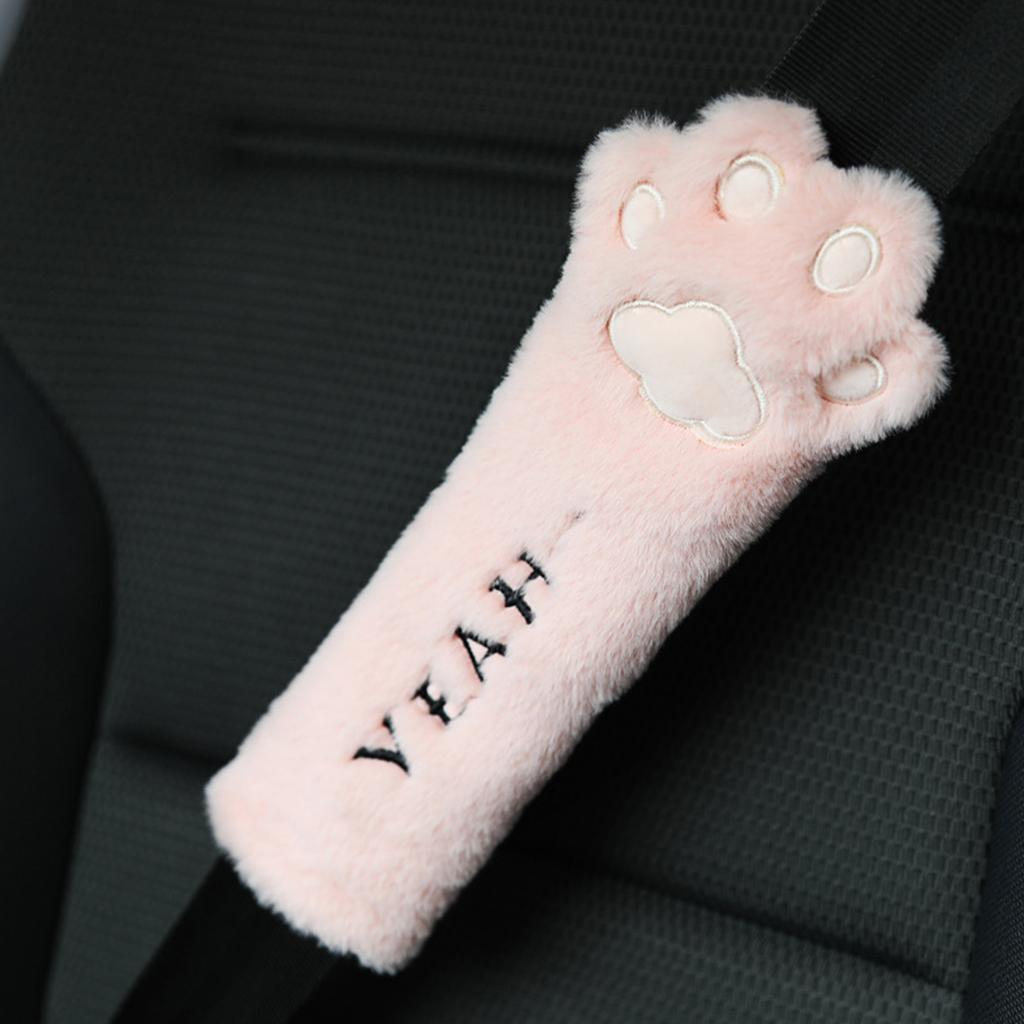 Cute Seatbelt Covers Cat Claws Appearance Comfortable Soft Plush Car Seat Belt Strap Cover for Women