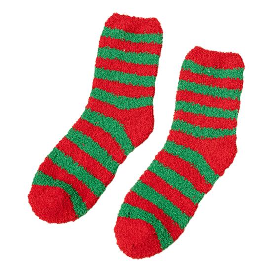 Yousheng 1 Pair Christmas Socks Snowmen Reindeer Santa Claus Bell Pattern Mid-tube Socks Coral Fleece Warm Thermal Socks