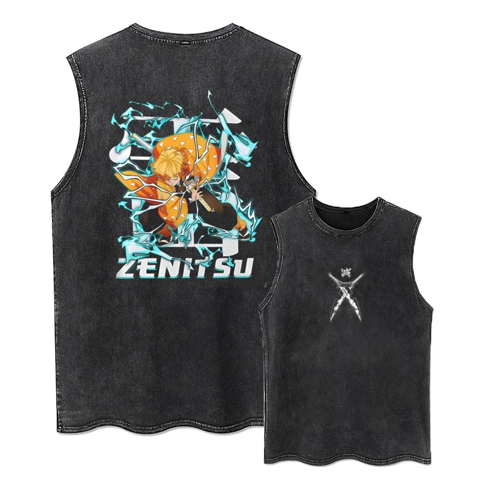 Hot Anime Demon Slayer Agatsuma Zenitsu Graphic Print Tshirt Men WomenT-shirts Manga Cotton Tee Harajuku High Quality T Shirt