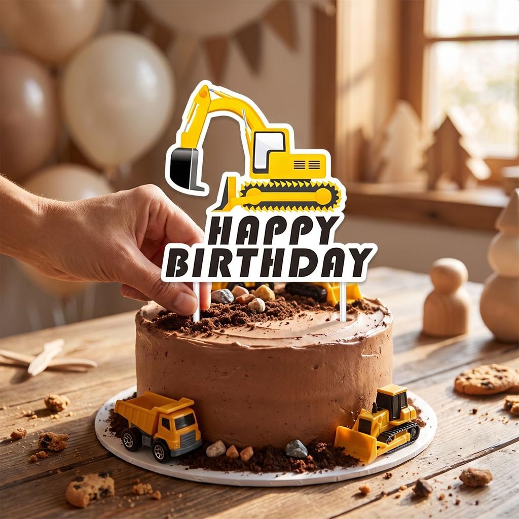 Construction Vehicle for Birthday Party Decorations, Excavator Truck Picks