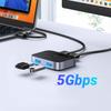 Ugreen CM757 Dual USB 3.0 Hub with Passthrough, Sleek Gray Finish