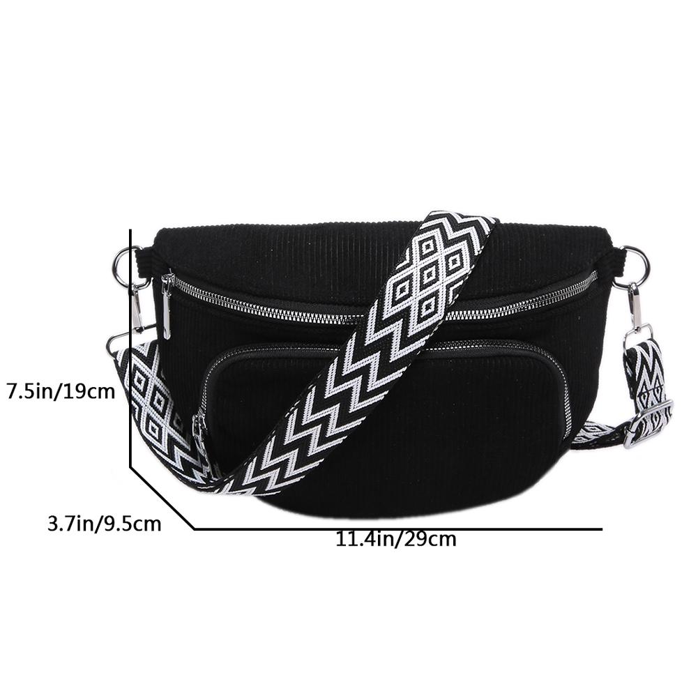 

Corduroy Chest Bag Women Winter Shoulder Bag Anti-theft Belt Bum Sling Crossbodyg Bags Female Fanny Pack Ladies Casual Waist Bag чорний