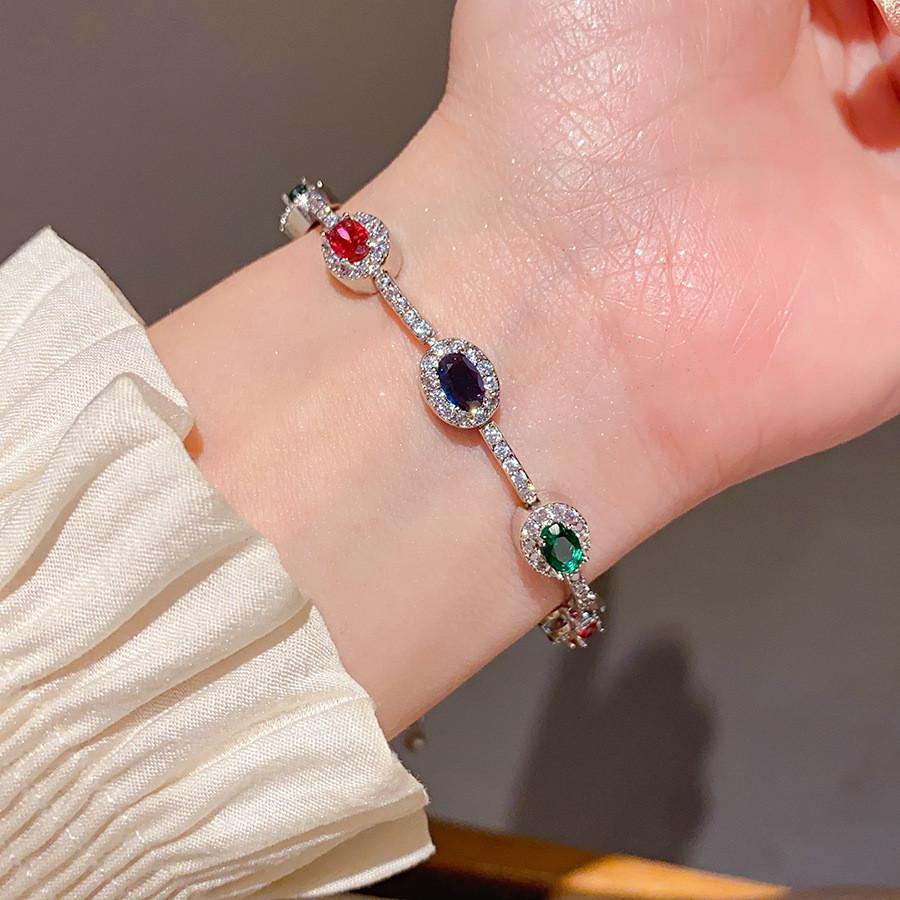

Geometric Zircon Pull Apart Bracelet With Cubic Zirconia For Women Fashion Accessory різнокольоровий