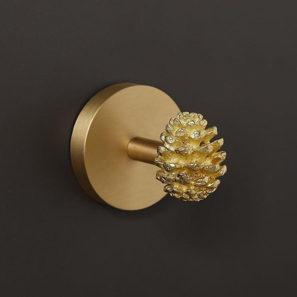 

Durable Construction Brass Wall Hooks High-Quality Brass No-Nail Wall Hooks Clothes Storage Pinecone disc