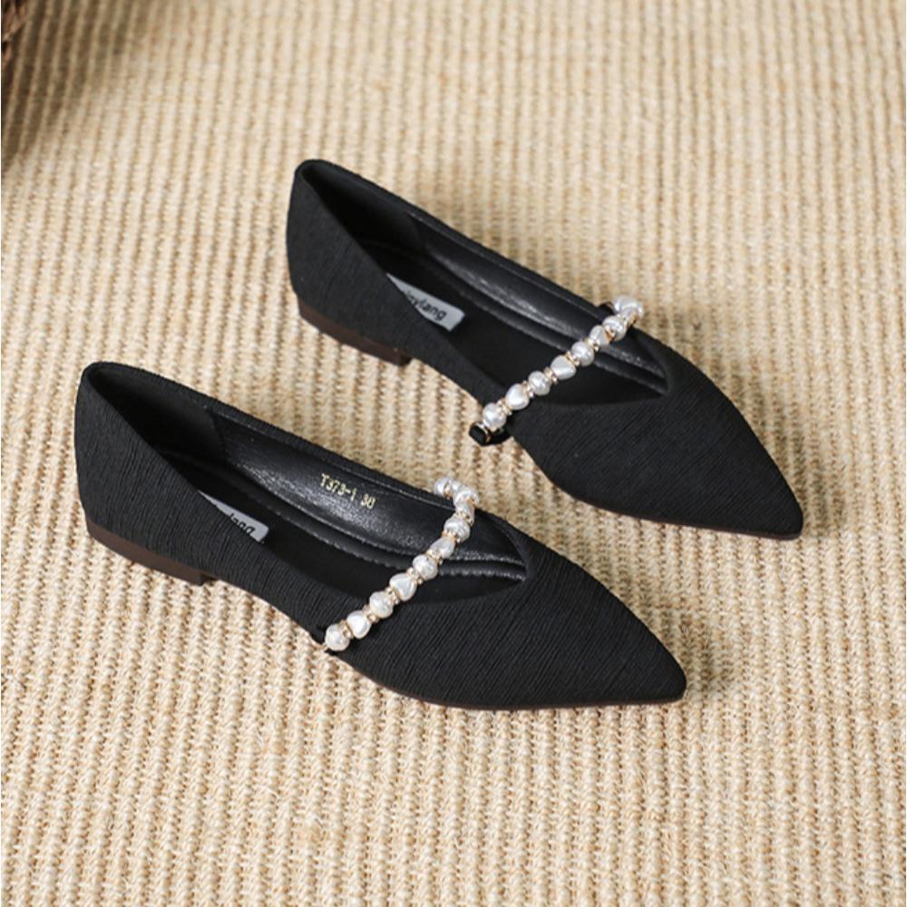 Pointed Head Pumps for Women Spring Summer Flats Shallow Mouth Soft Soled Grandma Shoe with Soft Soles One Foot Kick Scoop Shoes