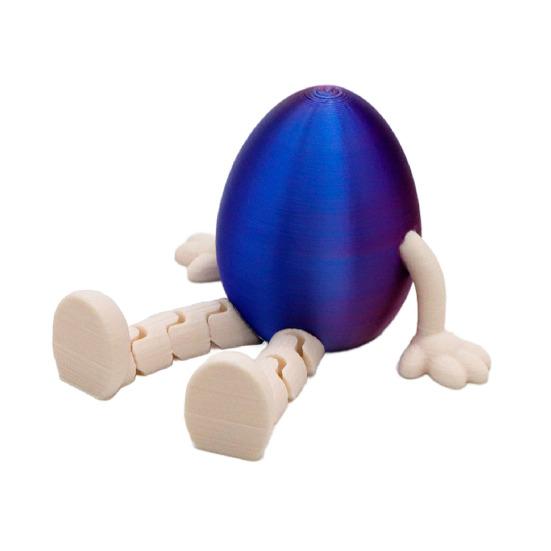 Easter Egg Figurine with Articulated Legs 3D Printed Movable Joints Rabbit Ear Egg Fidget Toy Holiday Party Decoration Ornament