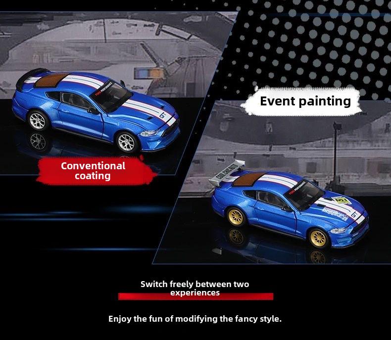 1/42 Ford Mustang GT Racing Model Car - CCA Color Amber Alloy, Assembly with Removable Parts, Modified Box Version