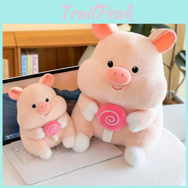 Adorable Plush Pig Doll Soft Stuffed Animal Creative Lollipop Pig Toy Gift Idea