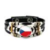 Factory National Country Flag Design Bracelet Crystal Bead Snap Button Sports National Team Jewelry Gift Leather Wrap Bracelet