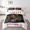 Nirvana MTV Unplugged In New York Bedding Set, Warm Orange Yellow Gradient with Kurt Cobain Acoustic On Stage, Grunge Duvet Cover Set