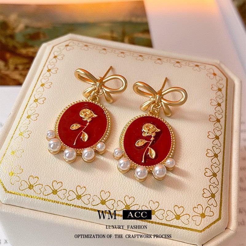 Orta Çağ Vintage Yuvarlak Saray Tarzı Küpeler - Hafif Lüks Moda Küpeler